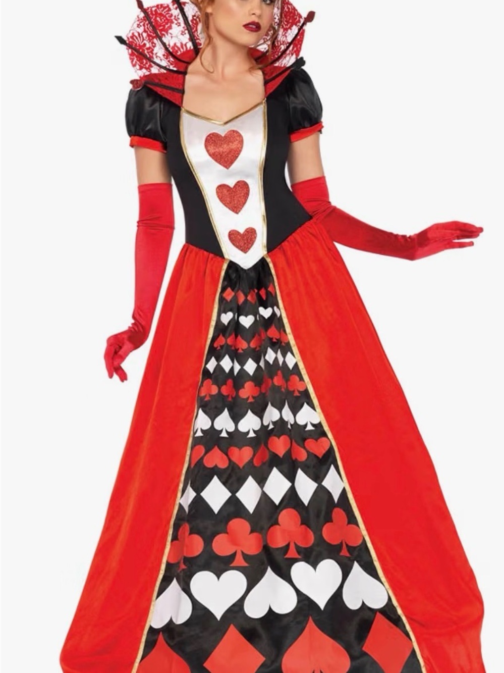 Leg Avenue Womens Deluxe Queen of Hearts With Card Suit Ball Gown adult Costumes